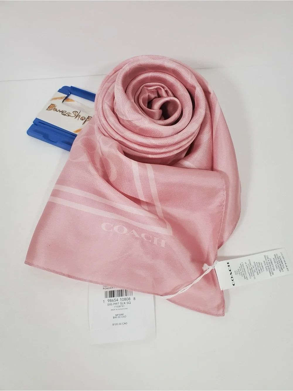 Coach Textured Signature Print Silk Square Scarf limited edition NWT